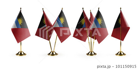 Small national flags of the Antigua and Barbuda on a white background 101150915