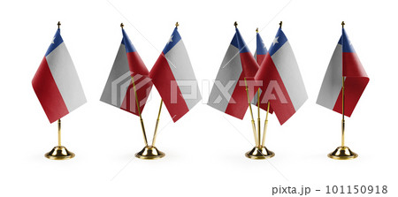 Small national flags of the Chile on a white background 101150918
