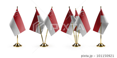 Small national flags of the Singapore on a white background 101150921