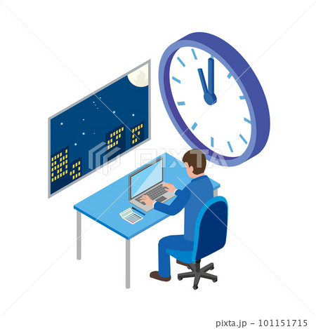 残業をする男性会社員 残業をする男性会社員 101151715