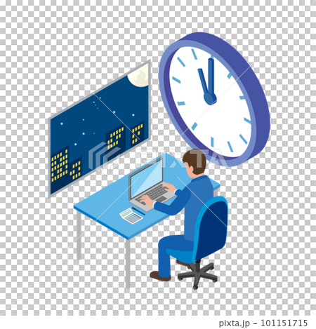 残業をする男性会社員 残業をする男性会社員 101151715