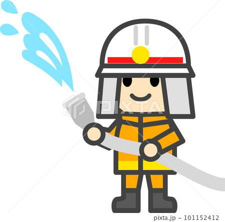 放水する消防士のデフォルメキャラクター 101152412