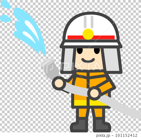 放水する消防士のデフォルメキャラクター 101152412