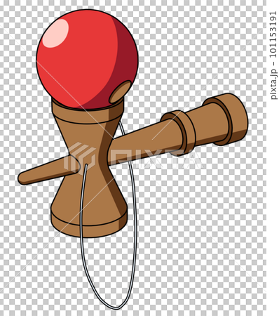 斜めから見た小皿の技をするけん玉のイラスト 101153191