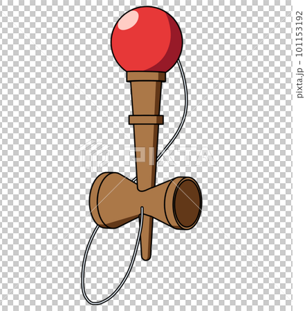 斜めから見た中皿の技をするけん玉のイラスト 101153192