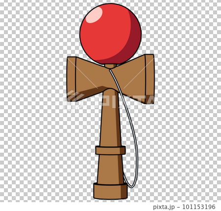 正面から見たとめけんの技をするけん玉のイラスト 101153196