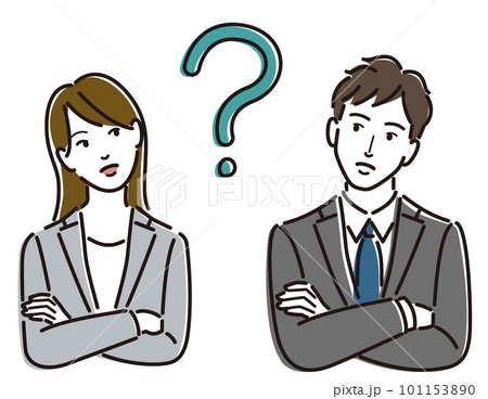 疑問が浮かぶ男女 101153890