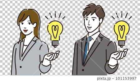 Businessman and businesswoman proposing an idea 101153997