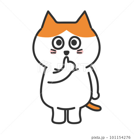 秘密にする猫のイラスト　茶白猫 101154276