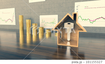 Home sales and home insurance concept. Real estate. 3d rendering 101155327