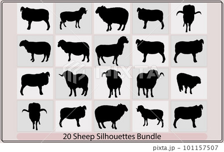 Sheep Silhouette,Sheep Icon,Sheep silhouette with standing pose,Lamb or Sheep icon, 101157507