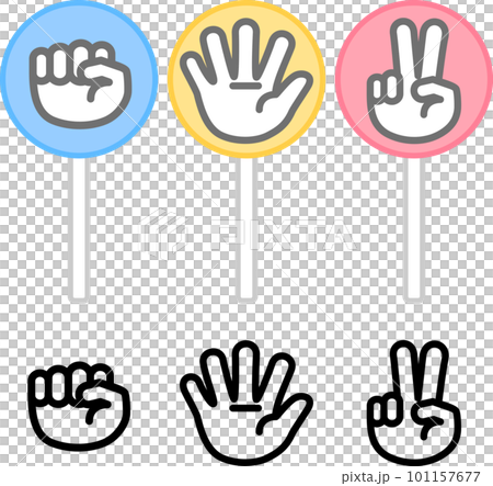 Janken 手形圖標和標籤 101157677
