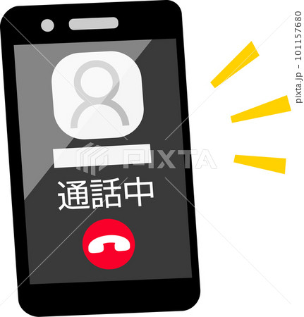 通話中の画面が表示されたスマートフォン 101157680