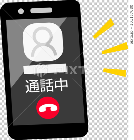 通話中の画面が表示されたスマートフォン 101157680