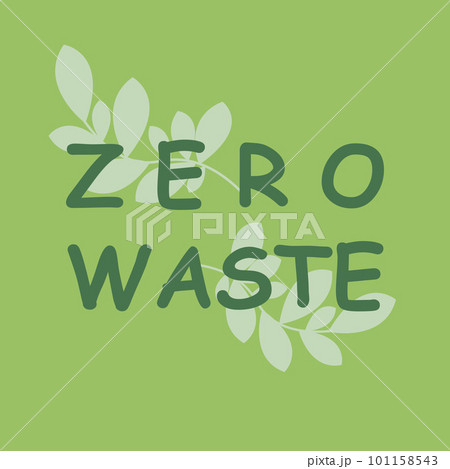 Zero waste lettering with green leaves, vector illustration 101158543