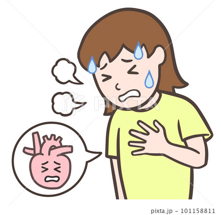 動悸息切れで苦しい女性 101158811