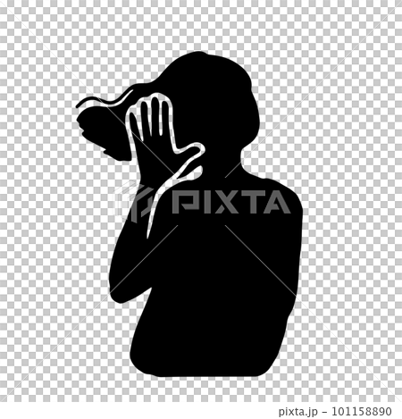 一個聽灰色的女人的剪影插圖 101158890