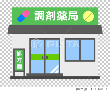 処方箋の薬を調合してくれる調剤薬局のイラスト 101160103