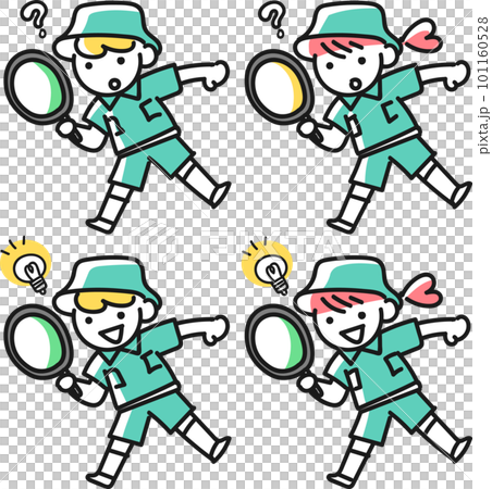 探検隊の男の子と女の子のポーズセット 探検隊の男の子と女の子のポーズセット 101160528