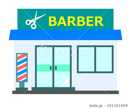 髪の毛を切る散髪屋の店舗イラスト 101161004