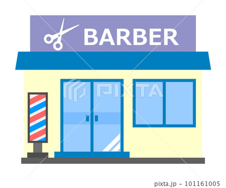 髪の毛を切る散髪屋の店舗イラスト 101161005