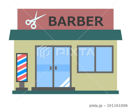 髪の毛を切る散髪屋の店舗イラスト 101161006