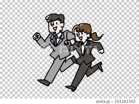 走るスーツ姿の男女のイラスト素材 走るスーツ姿の男女のイラスト素材 101161342