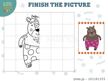 Copy picture vector illustration. Complete and coloring game for preschool and school kids 101161355