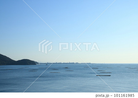 兵庫県たつの市御津町室津から見た牡蠣筏並ぶ播磨灘の朝の風景 101161985