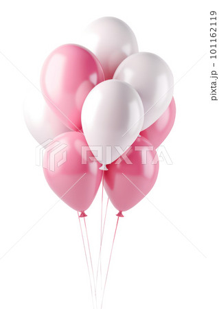 Many pink balloons isolated on white background. Generative AI 101162119