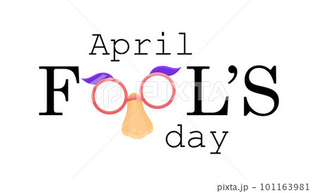bright vector greeting card for April fools day, party glasses, clown glasses  101163981