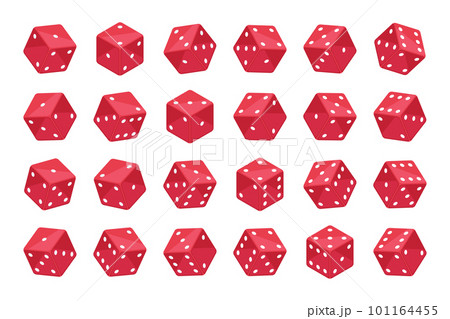 Red dice cubes. Isometric casino gambling pieces, backgammon, board games and poker dice 3d vector illustration set Red dice cubes. Isometric casino gambling pieces, backgammon, board games and poker dice 3d vector illustration set 101164455