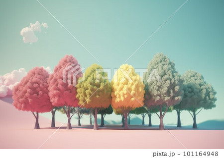 Render pastel trees nature. Fashion nature. Generate Ai 101164948
