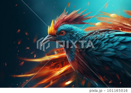 Phoenix bird rebirth. Eagle flame. Generate Ai 101165016