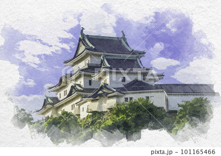 水彩画風 和歌山城 天守閣 和歌山県和歌山市 水彩画風 和歌山城 天守閣 和歌山県和歌山市 101165466