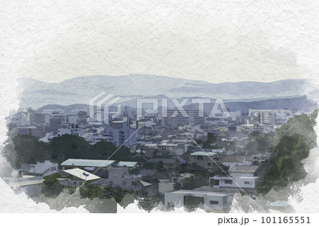 水彩画風 和歌山城から南方面を望む 和歌山県和歌山市 水彩画風 和歌山城から南方面を望む 和歌山県和歌山市 101165551