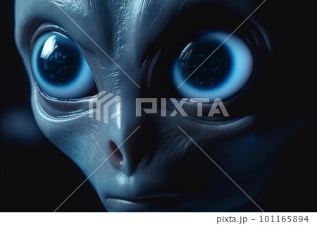Blue alien with big eyes. Scary monster. Generate AI Blue alien with big eyes. Scary monster. Generate AI 101165894