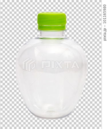 Empty plastic bottle with green cap isolated 101165980