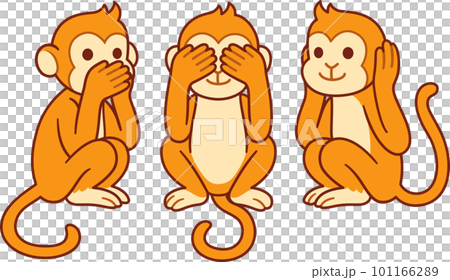 Three wise monkeys cartoon drawing 101166289