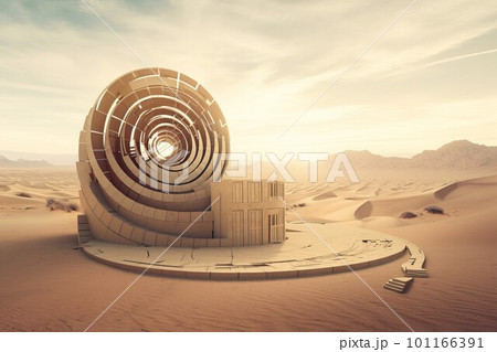 Golden ratio structure in desert. Nature spiral. Generate Ai 101166391