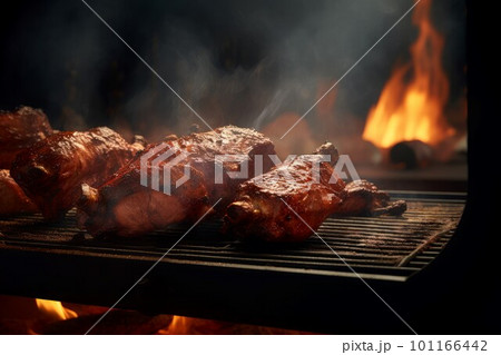 Bbq meat on fire. Grill food. Generate Ai Bbq meat on fire. Grill food. Generate Ai 101166442