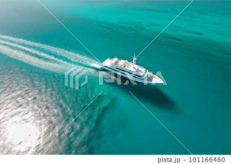 Turquoise transparent sea boat. Summer travel. Generate Ai Turquoise transparent sea boat. Summer travel. Generate Ai 101166460