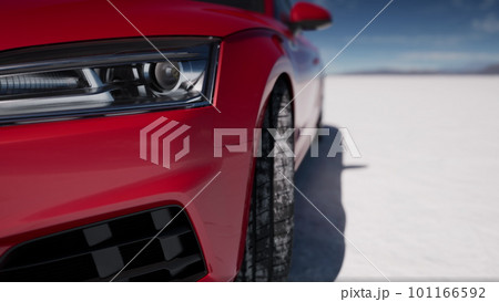 red sport car on the salt lake red sport car on the salt lake 101166592