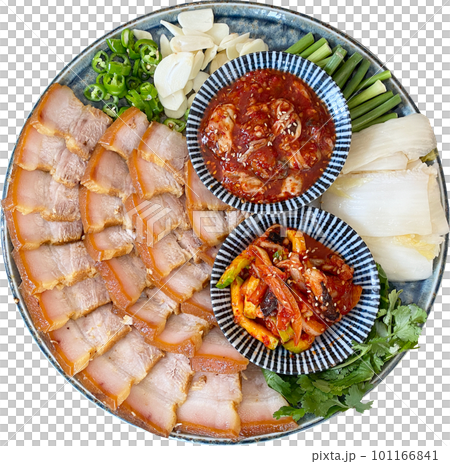 Boiled Pork Slices,  suyuk, with vegetables 101166841