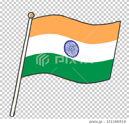 一個孩子手寫的印度國旗插圖 101166919