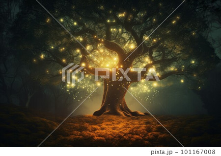 Magic tree lights. Life night. Generate Ai Magic tree lights. Life night. Generate Ai 101167008