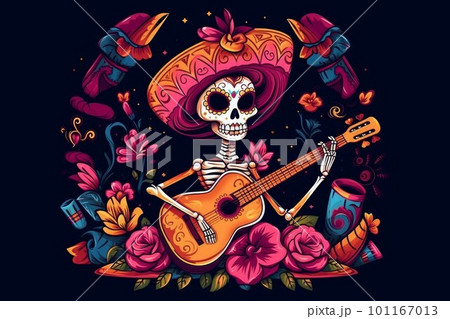 Dead day with skull. Dead music culture. Generate Ai Dead day with skull. Dead music culture. Generate Ai 101167013