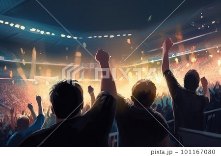 Football soccer fans. Stadium sport event. Generate Ai 101167080