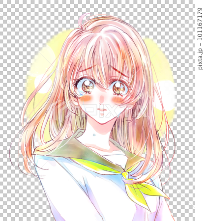 セーラー服の女子学生　涙　バストアップ 101167179