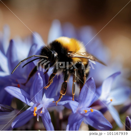 bumblebee on a flower, close-up 101167939